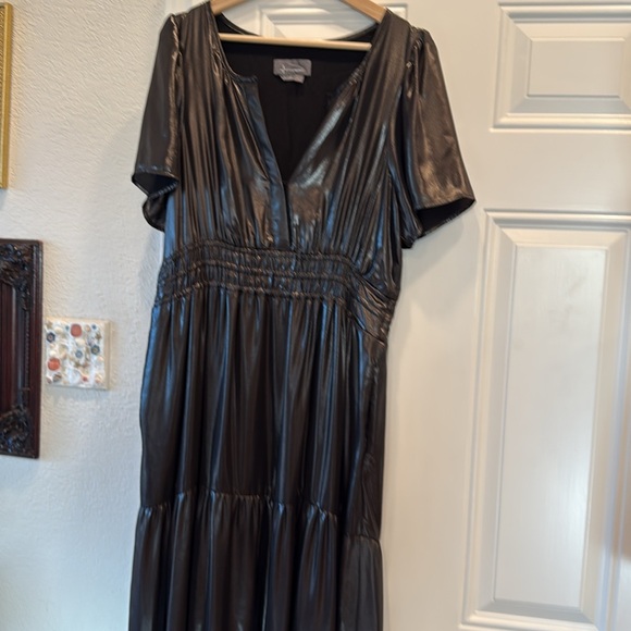 Anthropologie metallic Somerset tiered maxi dress - Picture 11 of 14